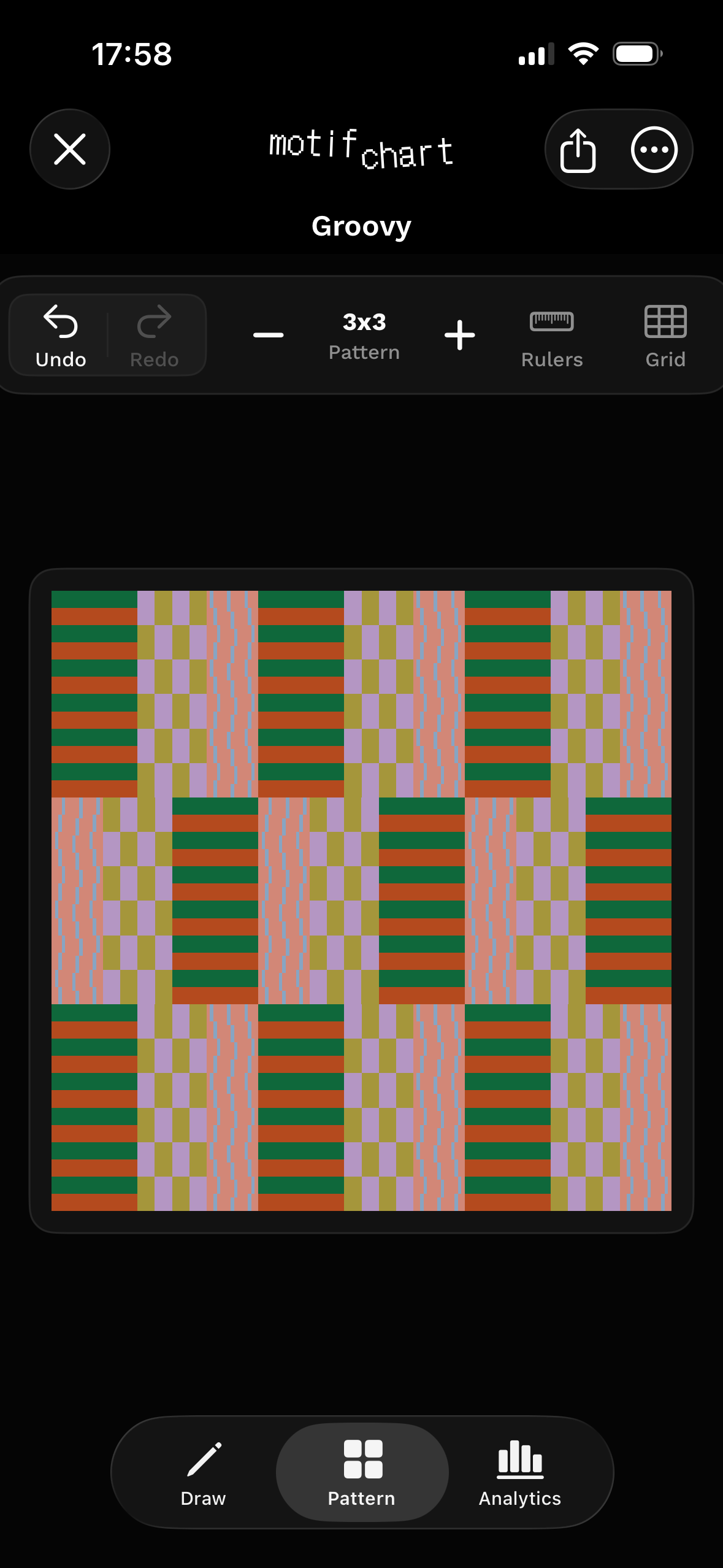 MotifChart pattern view previewing a groovy repeat.